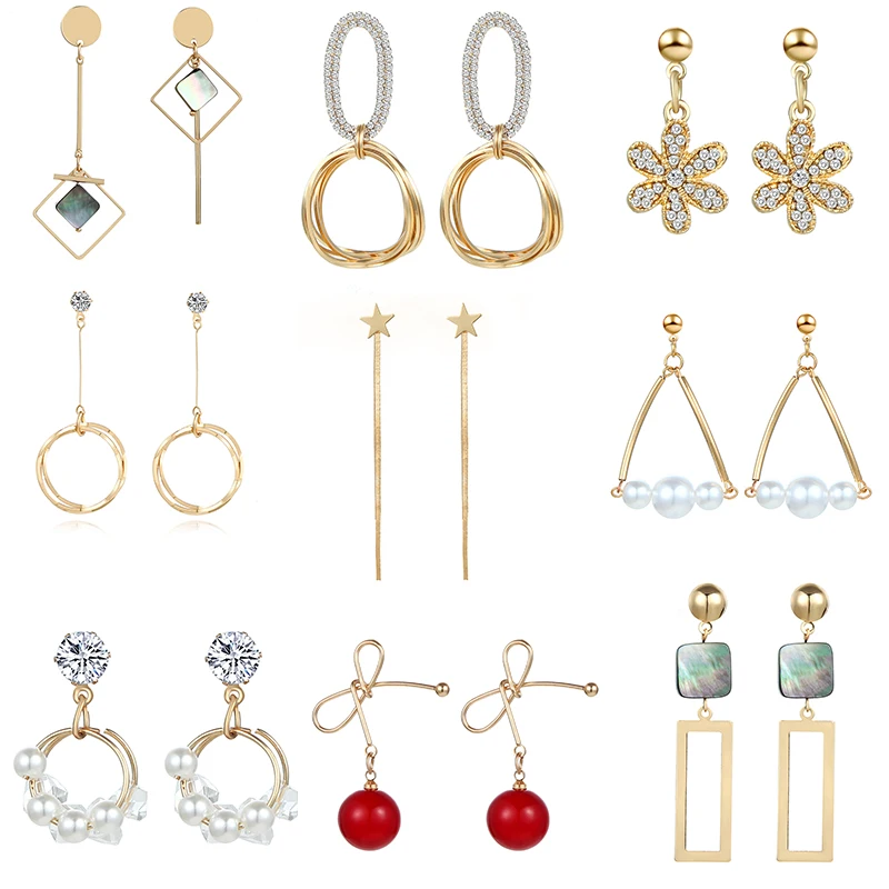

2019 Fashion women's earrings Metal Dangle earring OL Style Exquisite Female Wedding Charm pearl Jewelry bead Gifts
