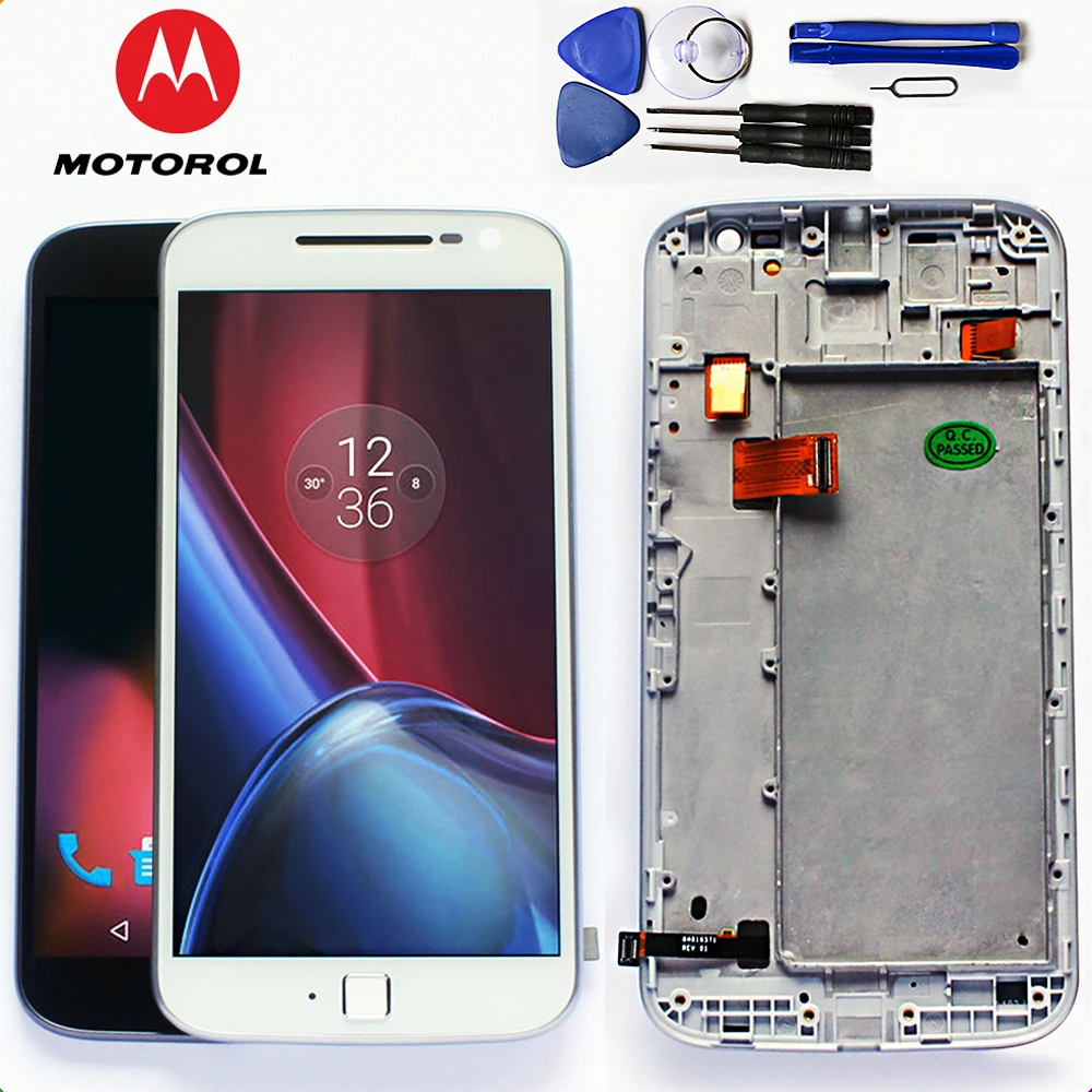 

100% original LCD Display For Motorola Moto G4 Plus touch screen Digitizer Sensor Glass Panel Assembly Frame with Free Tools