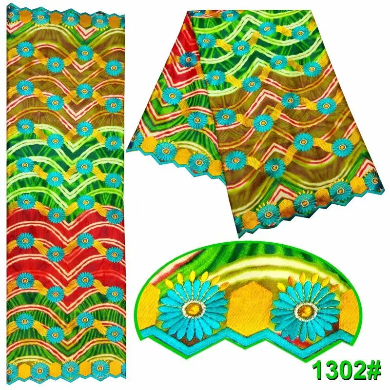 

Green Jacquard dress fabric bazin riche getzner brode with cord lace embroidery for men or women clothes 5yards/pcs C93-20
