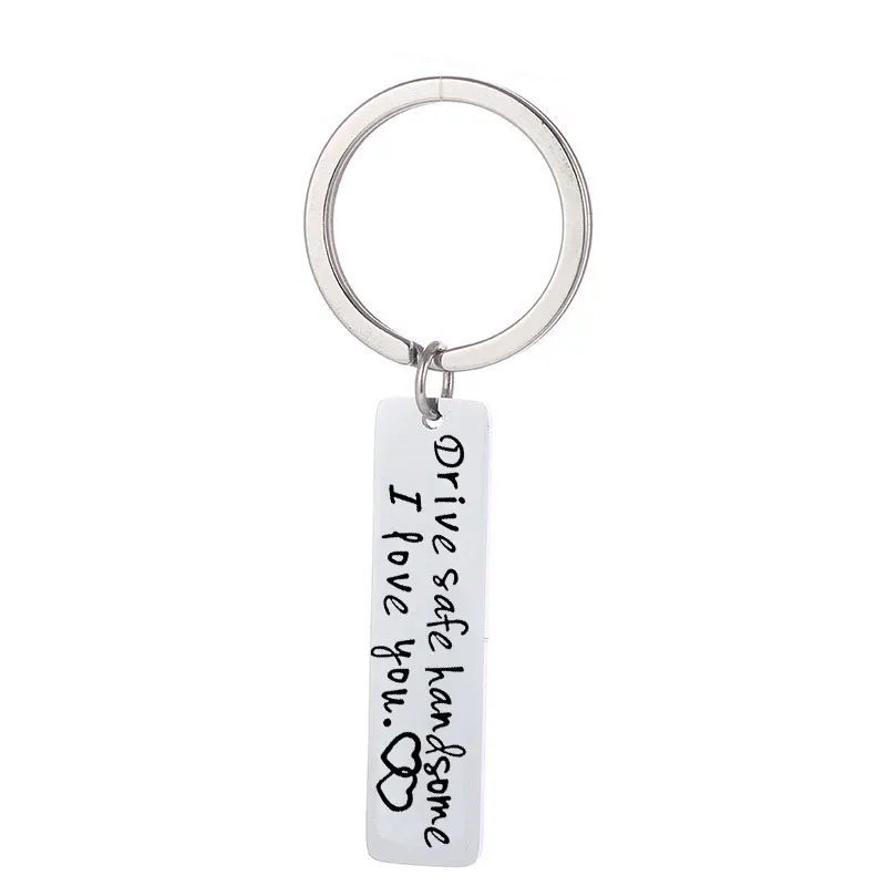 

Personalized Keyring Engraved Drive Safe Handsome I Love You Keychain Couples Boyfriend Girlfriend Custom Fashion Gift Key Chain