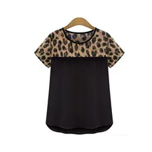 Шифоновая женская футболка, летняя Новинка, леопардовая вышивка, круглый вырез, короткий рукав, модная повседневная, для путешествий, свободный, Комфортный топ, Camiseta