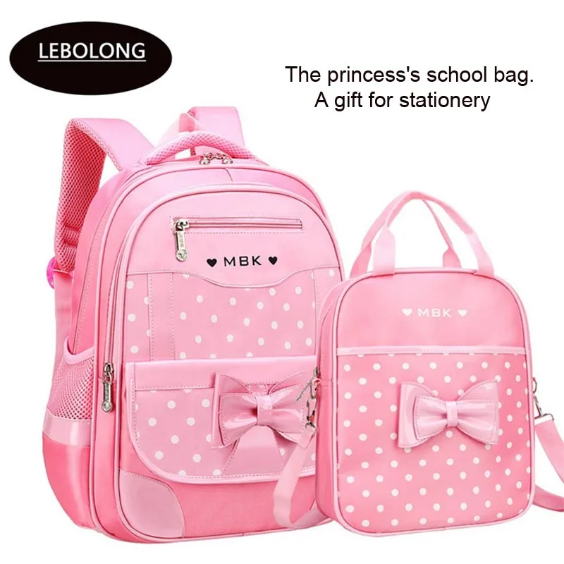 

New Sweet Girl's School Bag Kids Backpack Bowknot Dot Design Children School Backpack Schoolbag Girls Bags Bagpack