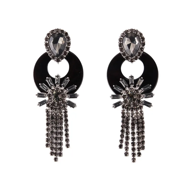 Женские Висячие серьги-капли с черными кристаллами в форме сердца, 32 стиля, ручная работа, серьги-подвески с бусинами, ювелирное изделие - Окраска металла: 25