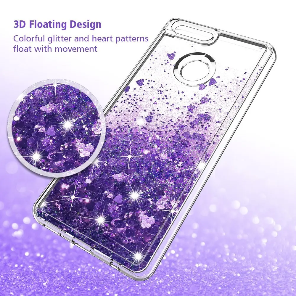 Shiny Bling Liquid Dynamic Quicksand Clear Soft Case Cover For Huawei P Smart Sparkly Crystal Liquid Silicone Case For Enjoy 7S (3)