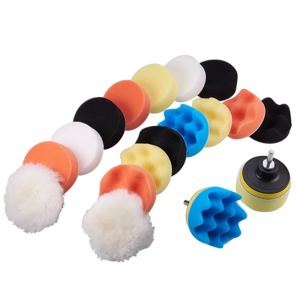 22pcs/set 3 inches Car Wash Sponge Compound Drill Buffing Pads Kit for Sanding Polishing Waxing Sealing Glaze | Автомобили и