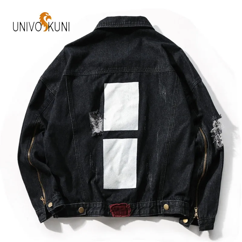 UNIVOS KUNI 2018 новые куртки Stylejaqueta masculino хип хоп Высокая уличная Мужская джинсовая с