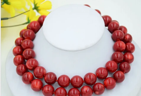 

FREE SHIPPING>>@> A330 AA++ Real 34" round red coral bead necklace