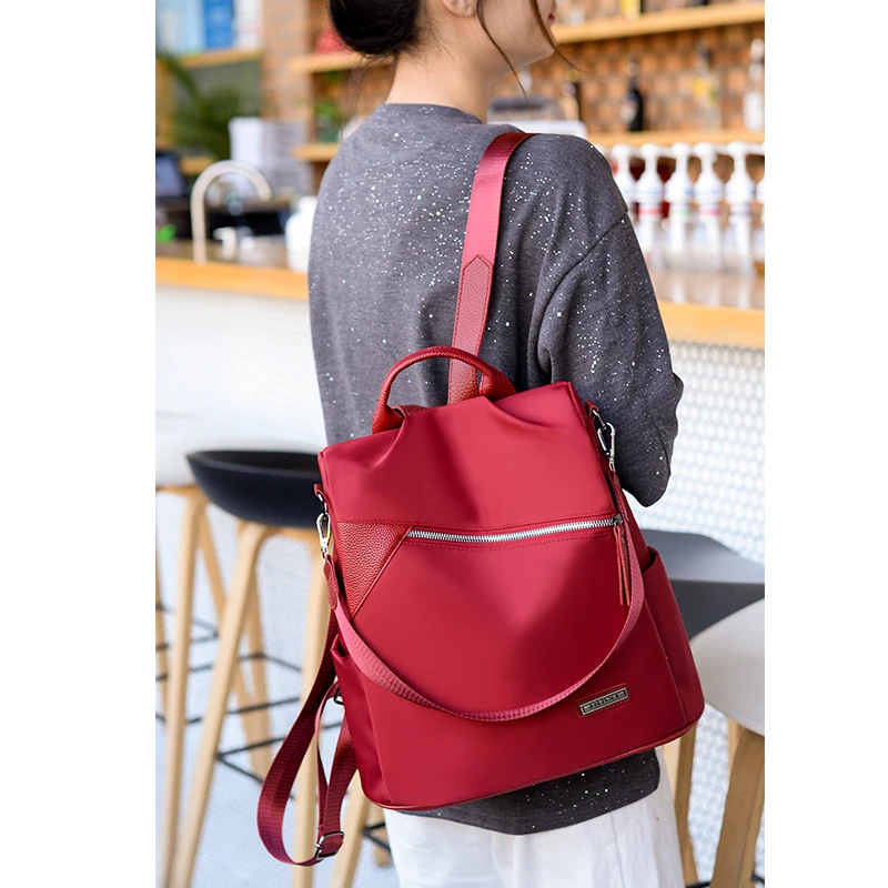 

Oxford School Backpack Women Red Water Proof Bagpack Girls 2019 Fashionable Antid Theft Back Pack Ladies Youth College Back Bag