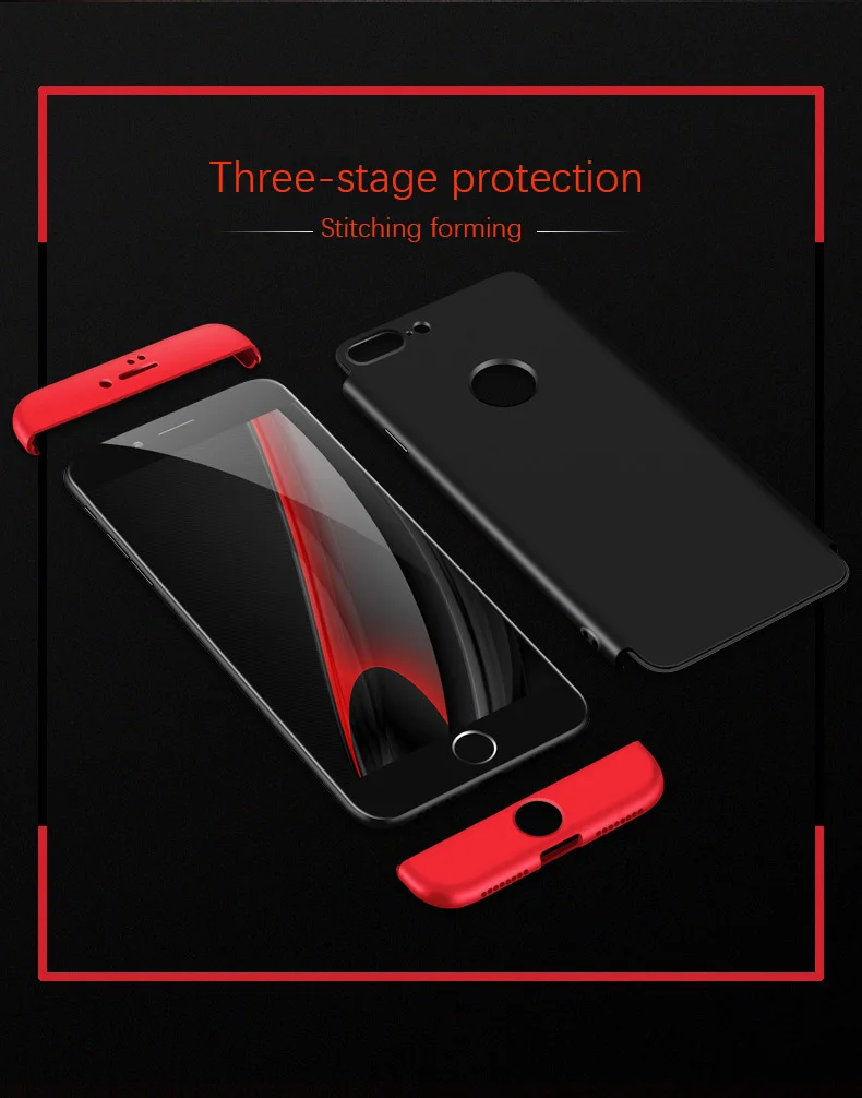 luks icin iphone 7 plus 360 derece case moda ince sert pc kaplama tam vucut case icin iphone 7 7 plus seffaf cam filmi