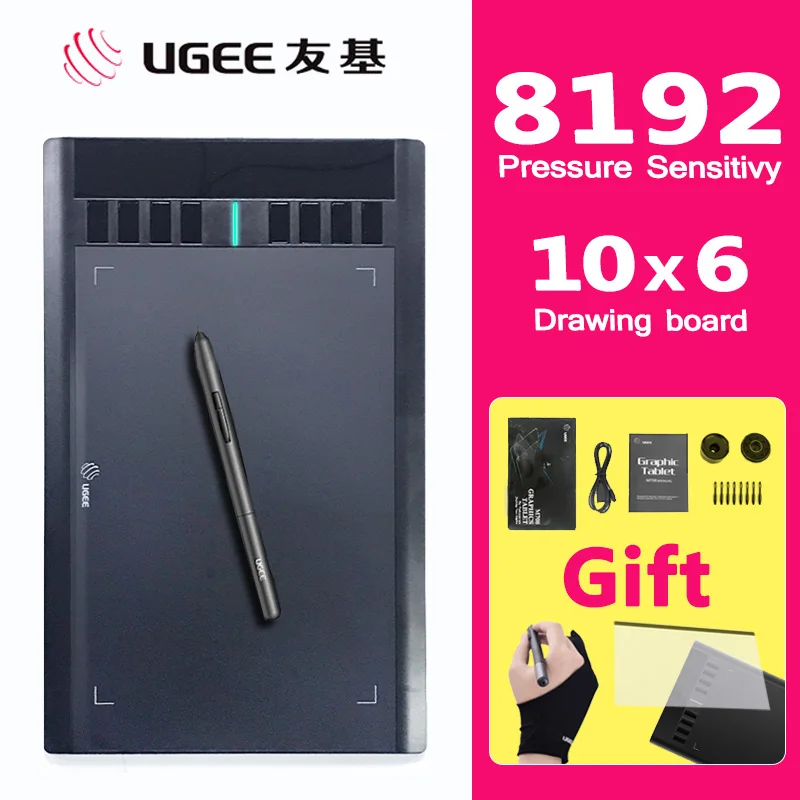 UGEE M708, 8192 уровней, графический планшет для рисования, цифровой планшет, фирменный блокнот, ручка для рисования, для написания, профессиональный дизайн, wacom