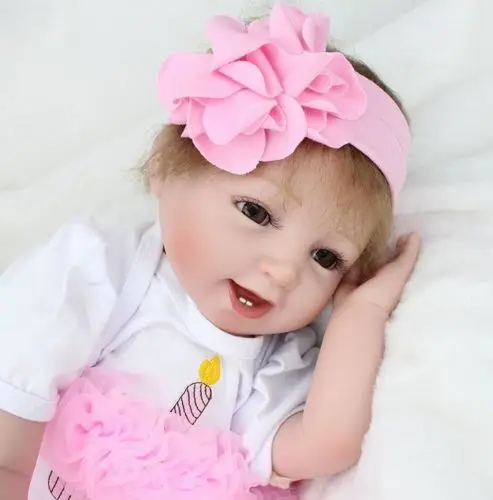 NPKDOLL 55 см Силиконовая детская виниловая кукла живой Возрожденный ребенок розовый принцесса новорожденные младенцы кукла девочка детский день рождения подарок Brinquedos