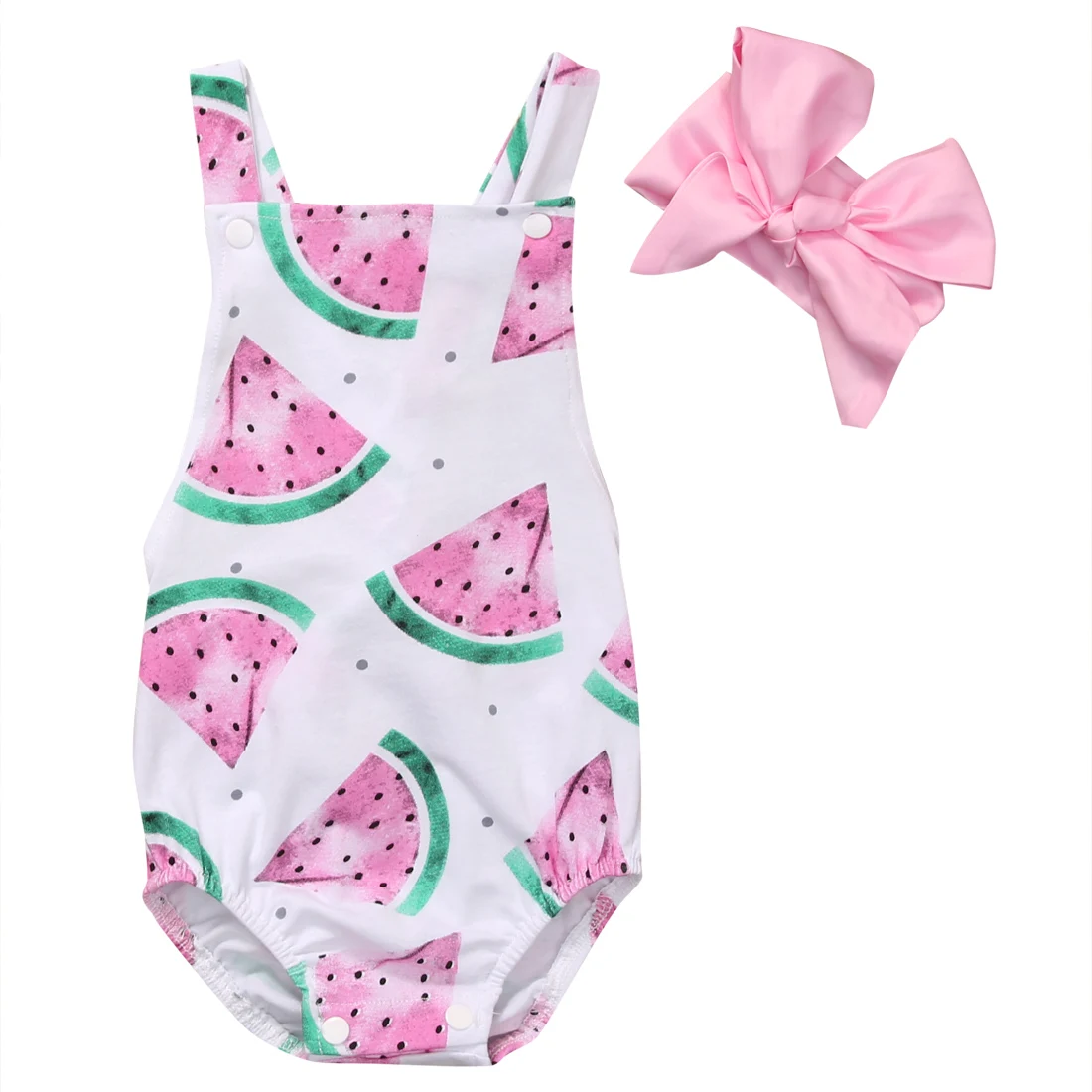 2017 Summer font b Baby b font Girls Clothes Sleeveless Watermelon Infant Bebes Romper Backless Halter