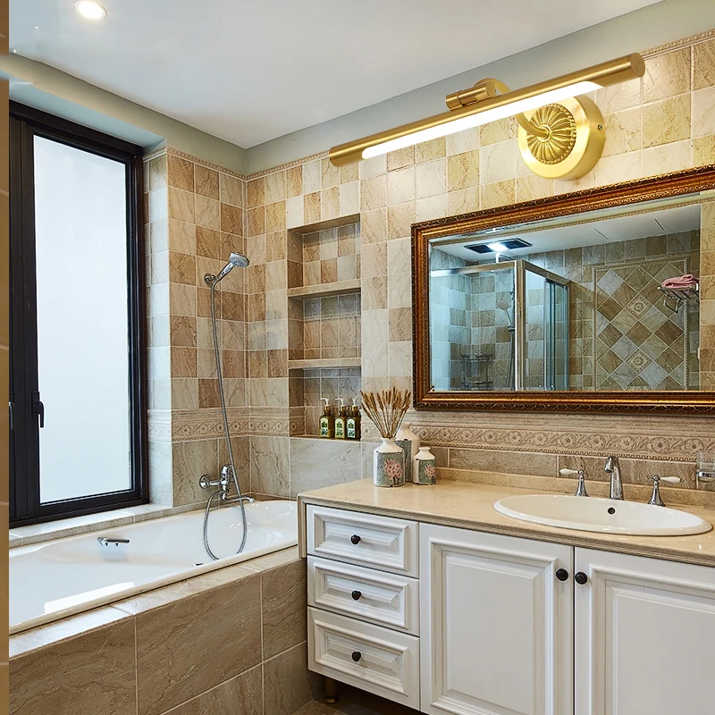 Американский стиль Полный Медный столб современные настенные лампы для ванной комнаты Toi светодиодный коридор Золотой Роскошный декор светодиодный настенный светильник