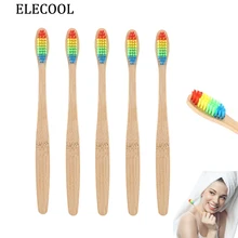 Новинка 5 шт. Защита окружающей среды Радужная цветная ручка для щетки Бамбук Зубная щетка для ухода за полостью рта мягкая щетина чистящий инструмент для взрослых