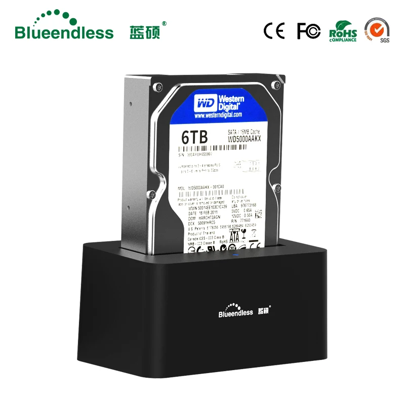 

Blueendless HDD Docking Station 2.5'' 3.5'' HDD Enclosure SATA Interface Plug and Play 1 Bay USB3.0 Port Support Max 8TB HDD