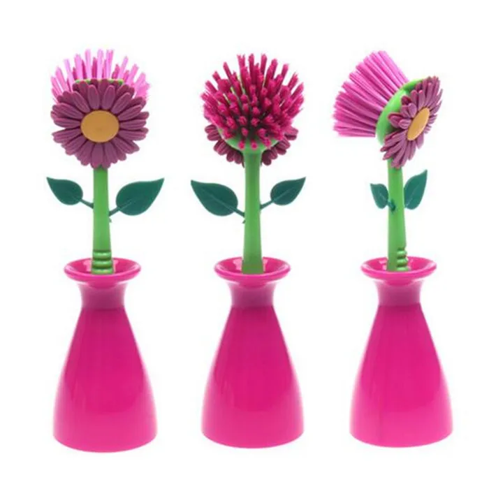 

1PC New Cute Sun Flower Cleaning Brush Kitchen Pan Pot Dish Clean Brushes Gadgets Kitchen Washing Cleaning Tool Ok 0295