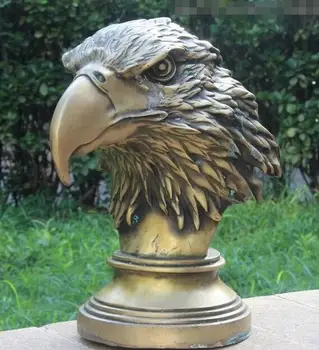 

Chinese Feng shui Brass Copper Eagle Falcons Ferocious Eagle Head Art Sculpture