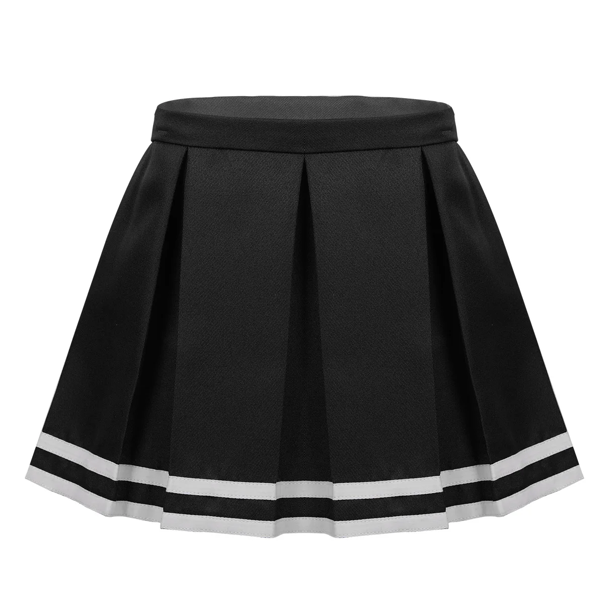 Юбки для девочек-подростков; школьная форма; юбки-пачки; плиссированная юбка на молнии сбоку; юбка для черлеев; модная детская одежда - Цвет: Black