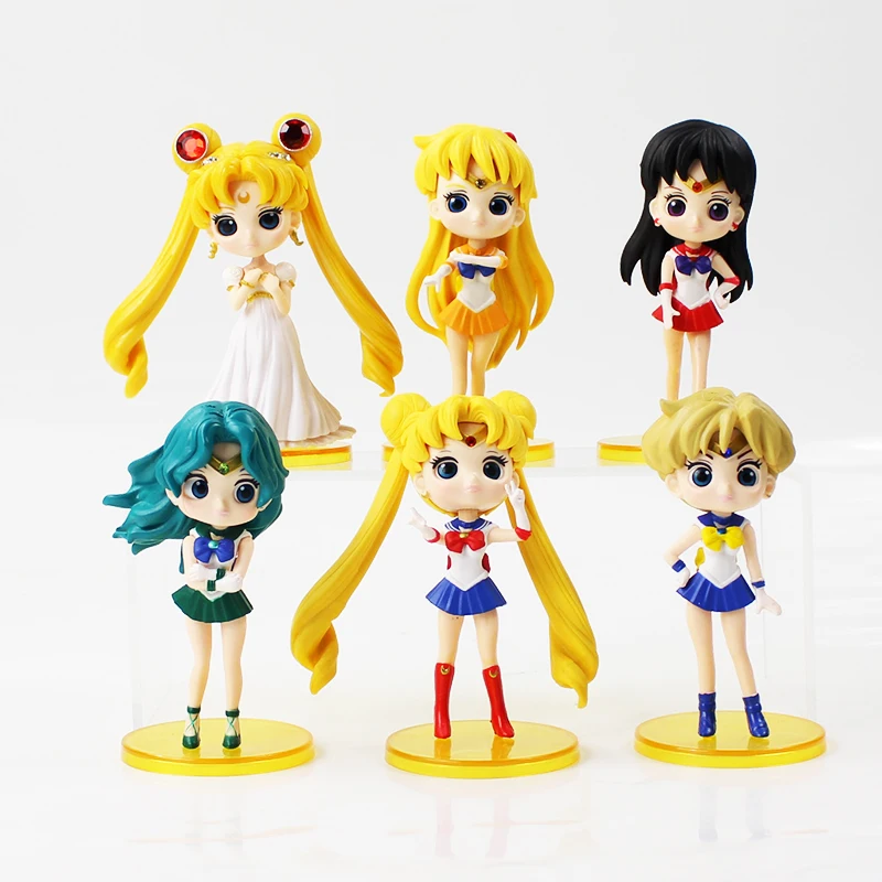 6 шт./лот Q Pocket Сейлор Мун Tsukino Меркурий Mizuno фигурка Юпитера ПВХ экшн Модель