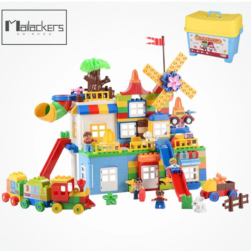 

Legoing Duplo Serie DIY Colorful House roof model ABS Particle Assemble Building Blocks Amusement Park Children Educational Toys