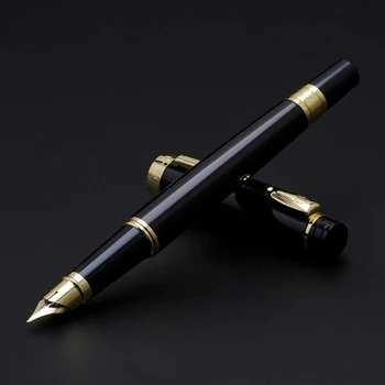 

Luxury Gold Clip Black Fountain Pen 0.5mm Metal Ink Pens for Writing Business Gift Office Stationery with a Gift Box