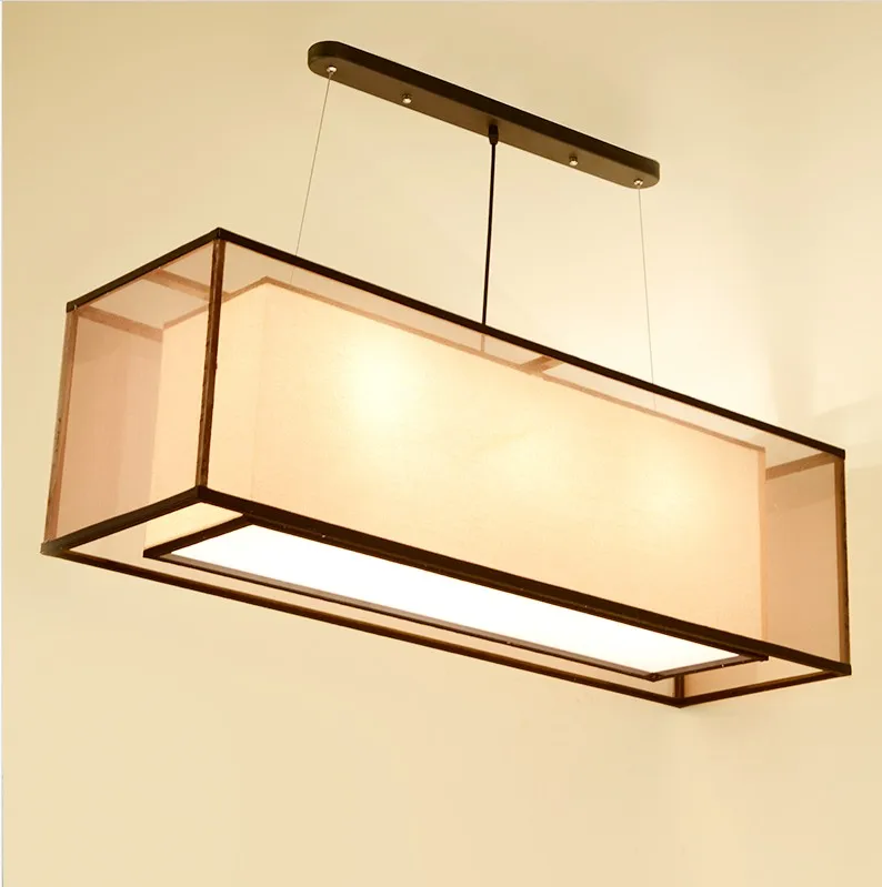 

Chinese style Iron double rectangular transparent iron sheepskin Pendant Lights custom Double Square Restauran pendant lamps