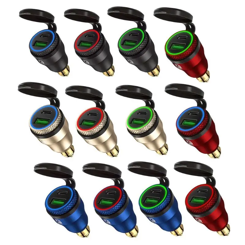 

Waterproof 12V 24V QC3.0 USB Type C PD Fast Charger Power Adapter Hella DIN Plug Socket for BMW Ducati Triumph Motorcycle