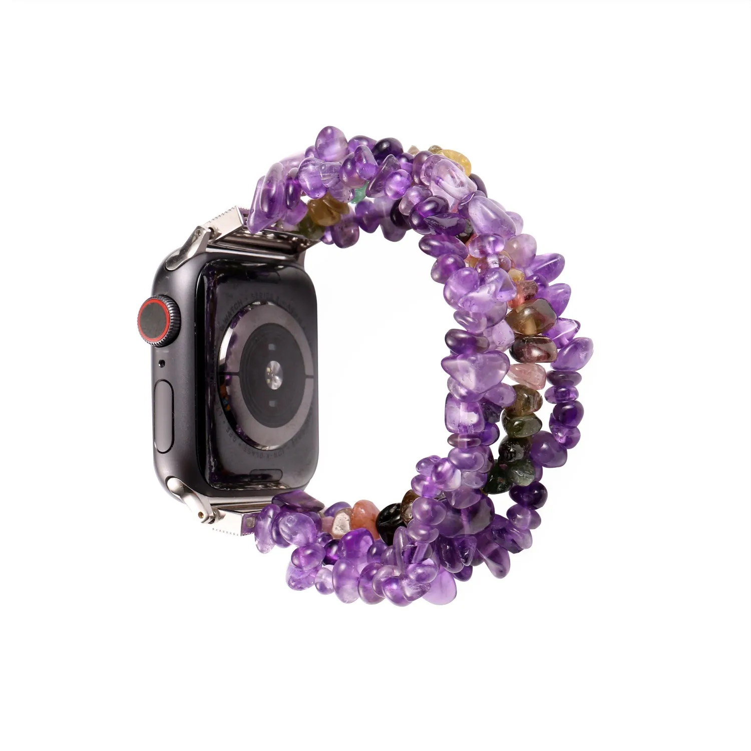 Браслет из натурального агата для часов Apple Watch 38 мм 40 42 44 аметистовый наручный
