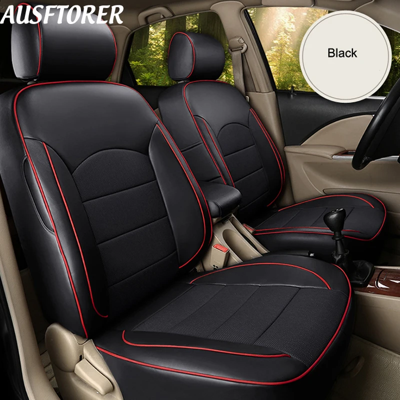 AUSFTORER Cowhide Car Seat Covers for Toyota ALPHARD Automobiles Seat