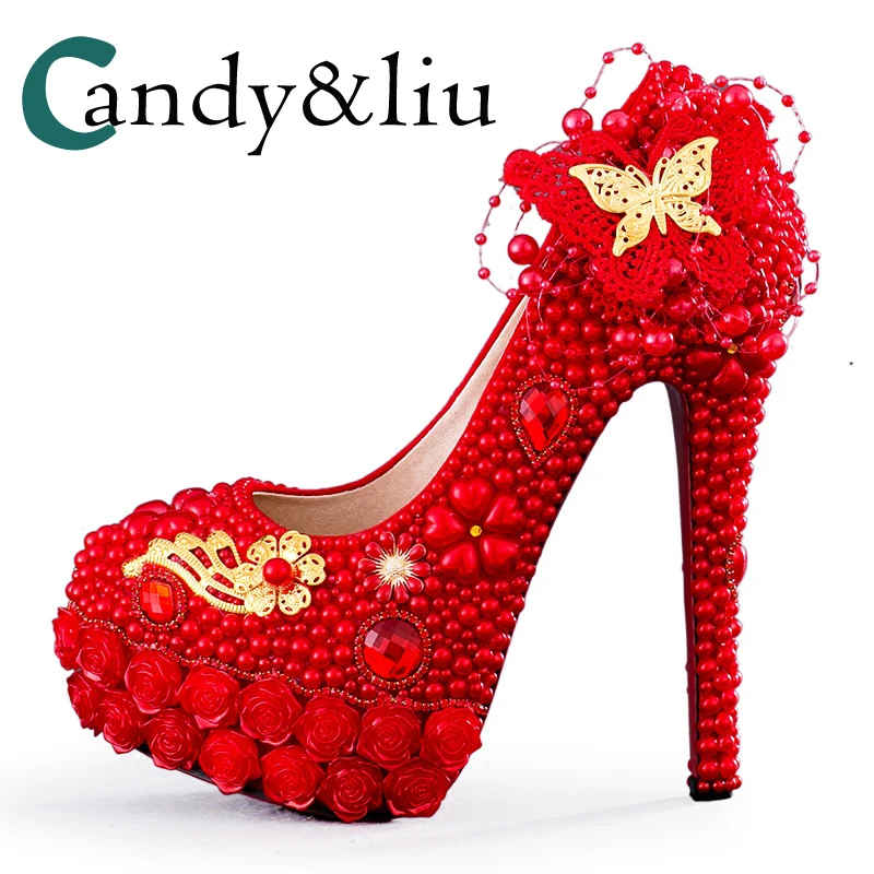 Chaussures De Mariage Bout Rond Pour Femmes Escarpins Talons Hauts 