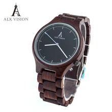 Hommes en bois montre à quartz rouge bois de santal montre cusual hommes femmes couple horloge top marque de luxe Femmes montres horloge ALK Vision