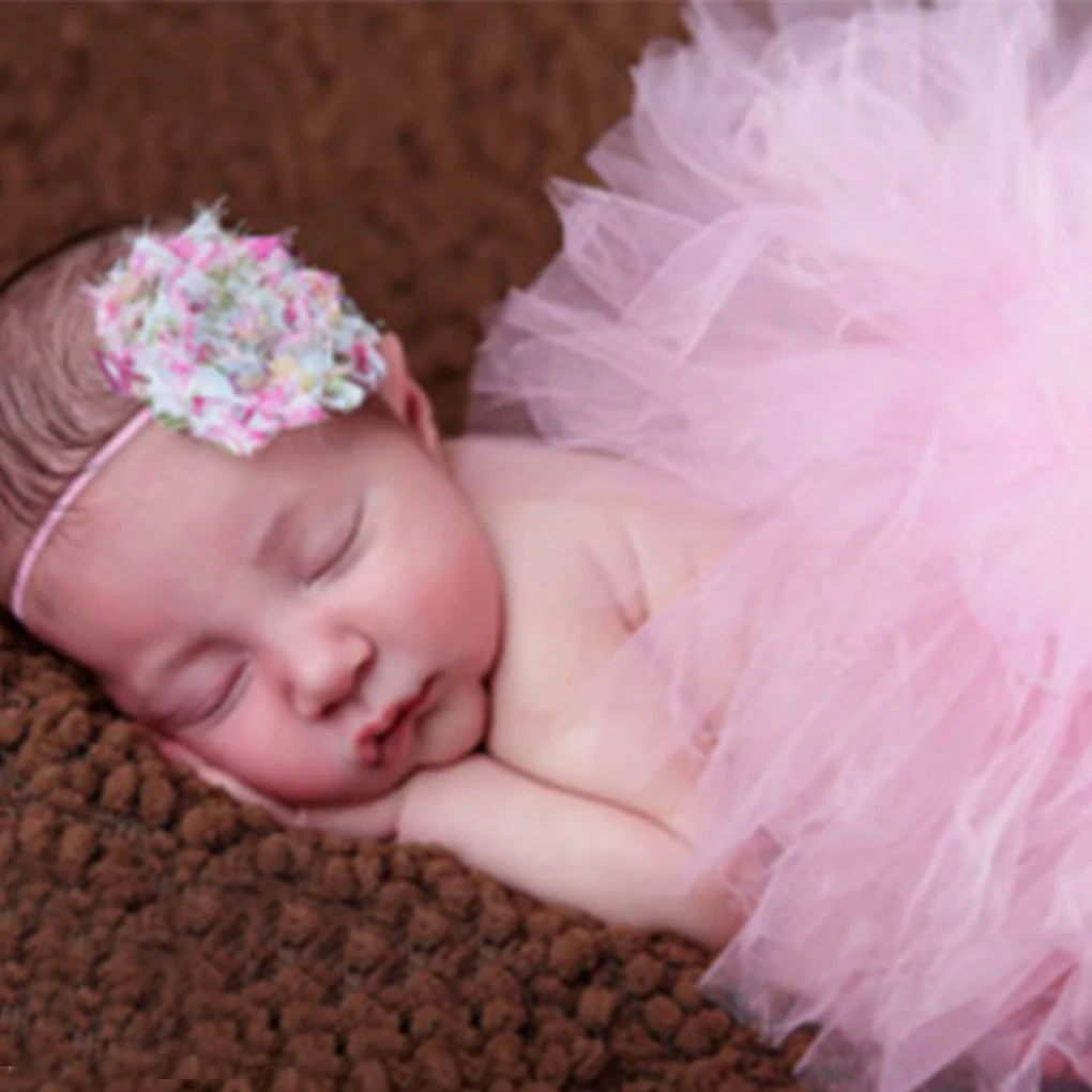 Милая юбка-пачка для новорожденных девочек и повязки на волосы для фотографирования, костюм, одежда для маленьких девочек с цветочным принтом+ повязка на голову, фото - Цвет: 19