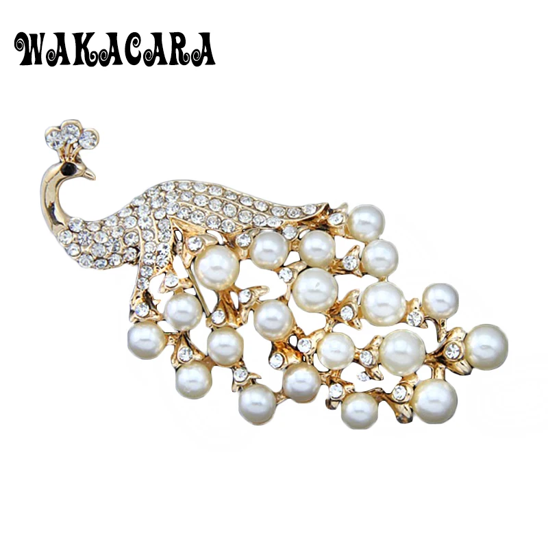 

Fashionable Pearl Peacock Women Brooches For Wedding decoration Tendy Lady casamento Rhinestone Pins