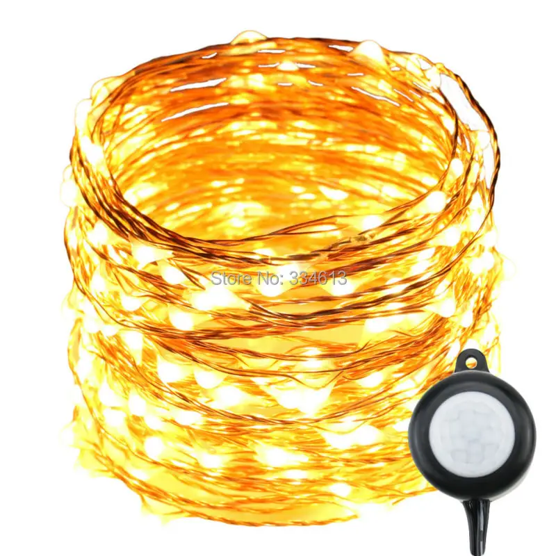 

Motion Sensor LED String Lights Copper Wire 10M 12M 20M 30M 50M Christmas Fairy Starry Outdoor Holiday Lights + Power Adapter