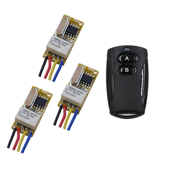 

DC 3.5V -12V Miniature Relay 3pcs Receiver+1pcs Transmitters Wireless Remote Switch NO COM NC Small Remote Control Switch