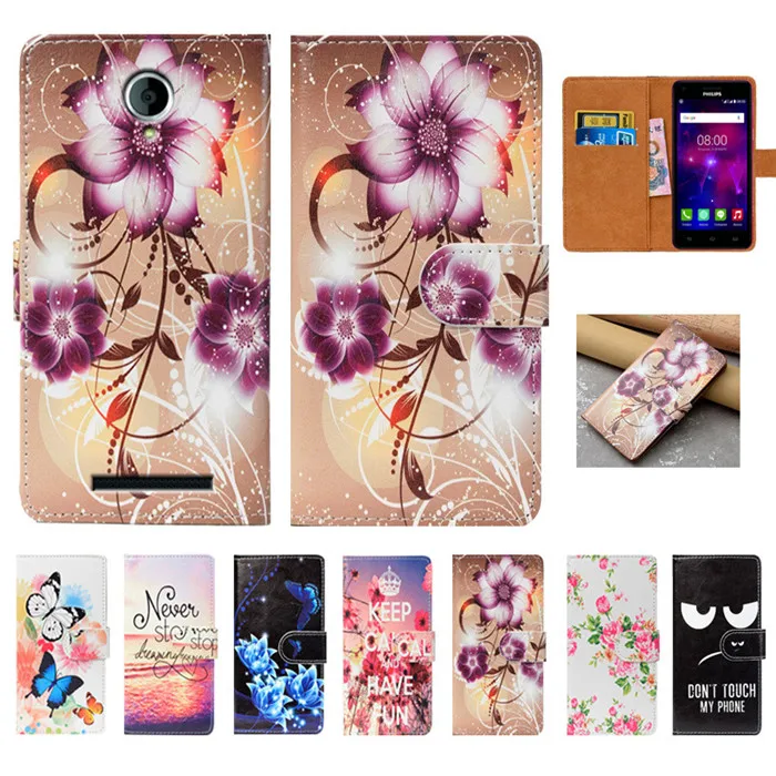 

For Philips Xenium V377 Case High Quality Pu Leather 5.0" Flip Wallet Case Back Cover Book Case For Philips Xenium V377 Cases