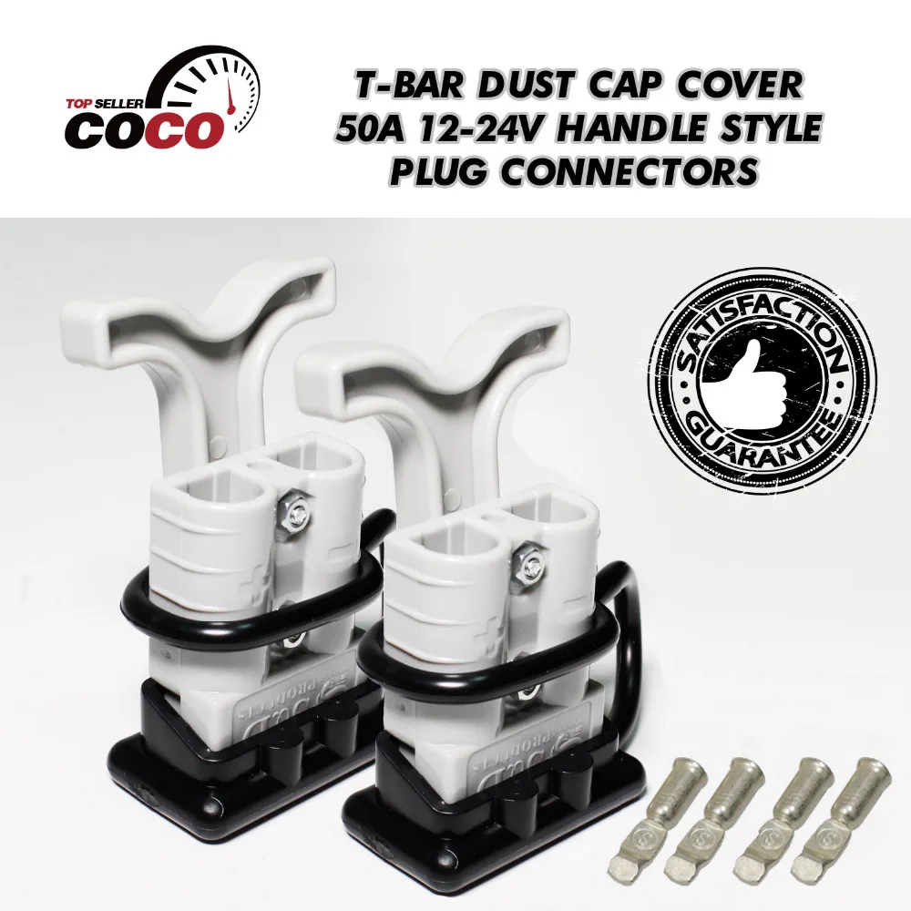 

2 Kit SB 50A ST 50 Amp 600V electrical Plugs connector + black end cover Dust Cap + cable terminal +T Hand Shank handle