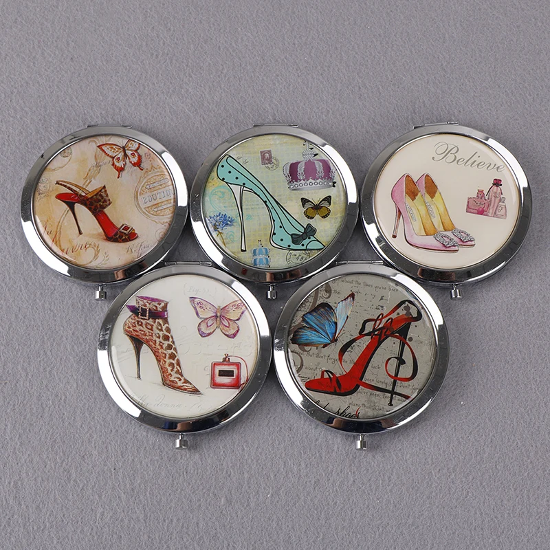 Portable Foldable Pocket Metal Makeup Compact Mini Beauty Normal Magnifying Mirror Double Sides Mirrors Mirror Woman Cosmetic
