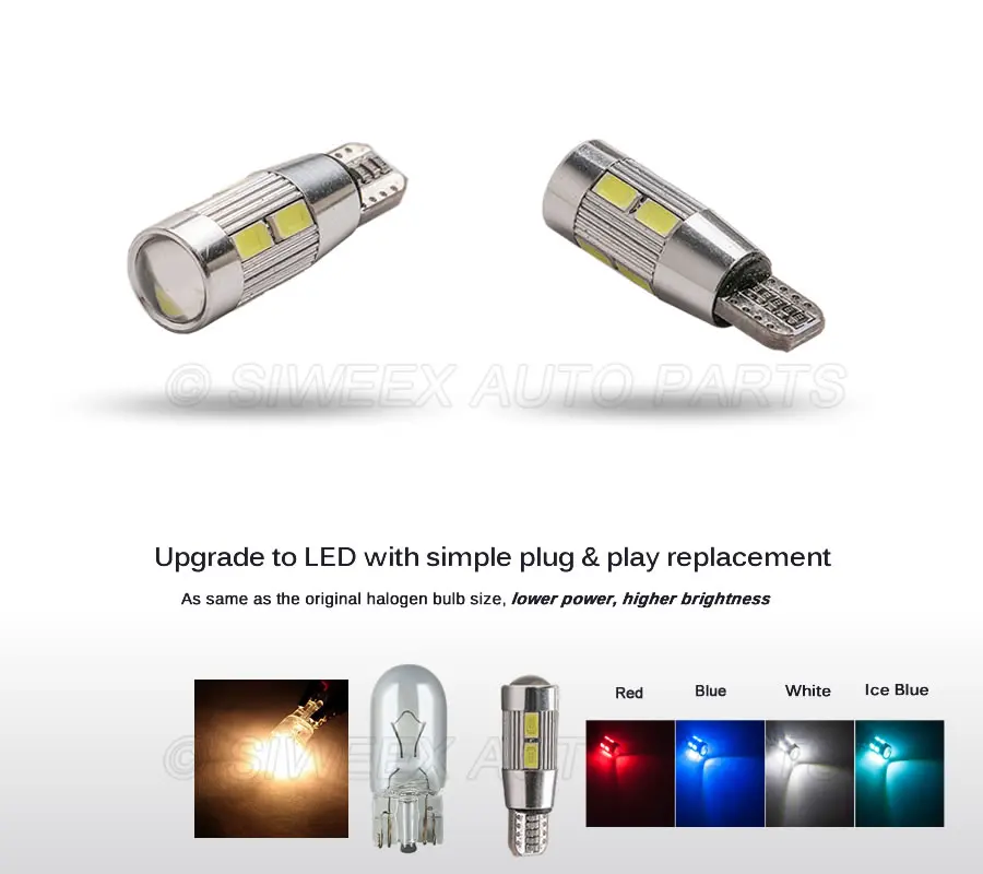 1x W5W светодиодный T10 10 SMD 5630 5730 лампы для автомобилей 168 194 указатель поворота