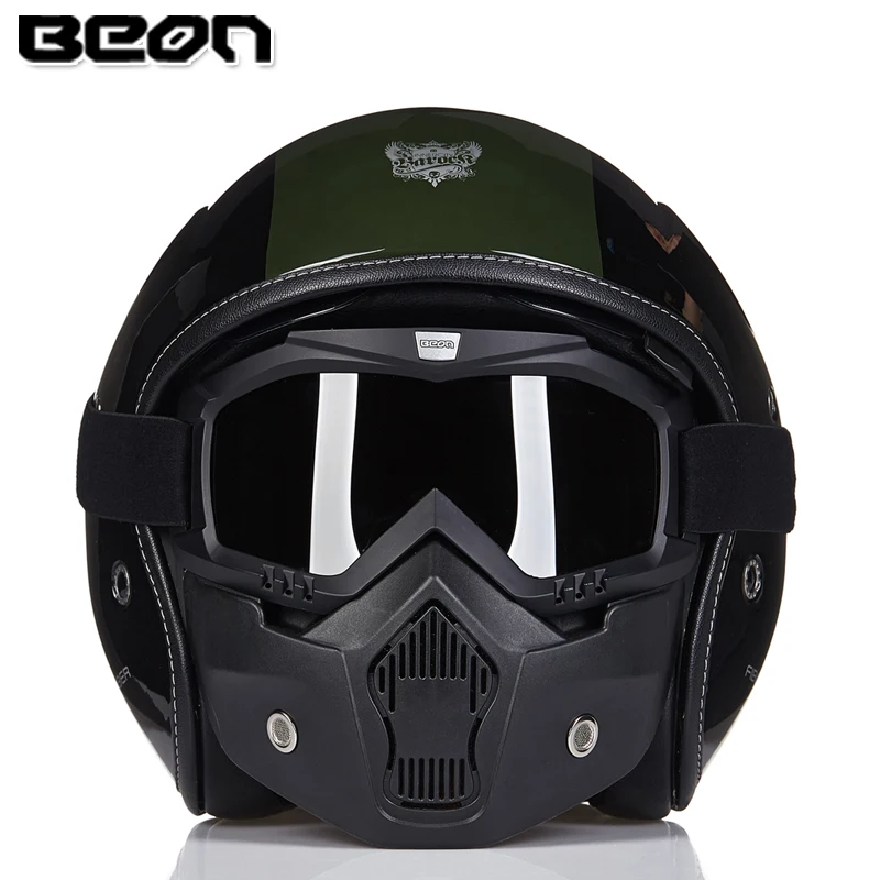 BEON мотоциклетный шлем винтажный самокат открытый шлем Ретро реактивный шлем стекловолокно capacete Moto cascos с внутренним козырьком