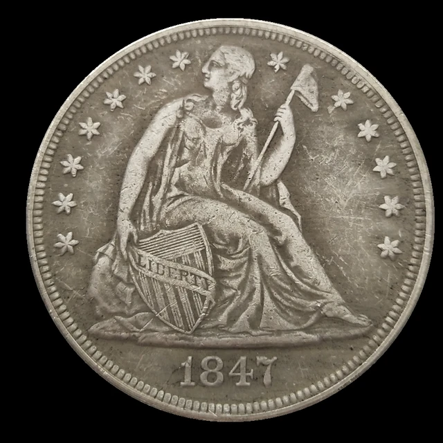 Seated Liberty Dollar 1847 Silver Plated Usa Coins Copy Used Shiny Seated Liberty Dollar 1847 Silver Plated Usa Coins Copy Used Shiny Condition