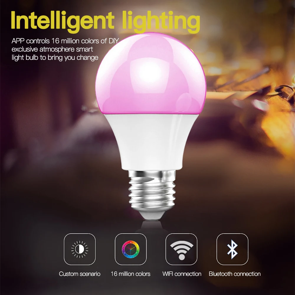 

New Smart E27 RGB Bluetooth Speaker LED Bulb Light Music Playing Color Change Dimmable Wireless Led Lamp Bluetooth 4.0 AC85~240V