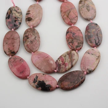 

30x50mm,Oval Shape Rhodonite Agates Beads Jewelry,Middle Drilled Smooth Stones Loose Beads Necklace