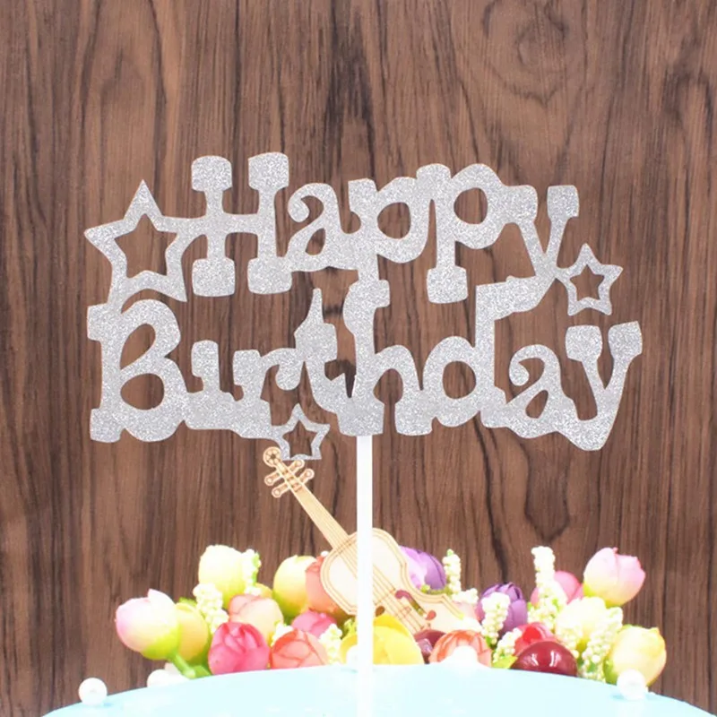 Счастливое украшение для торта ко дню рождения карта кекс торт флажки для торта двойные палочки для семьи день рождения приборы для декорации выпечки