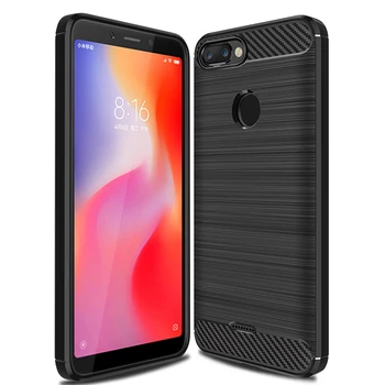 

200pcs/lot Carbon Fiber TPU Skin Cover For Redmi 6 Shockproof Armor Brushed TPU Case For Xiaomi Redmi 6A Redmi 6 Pro Mi A2 Lite