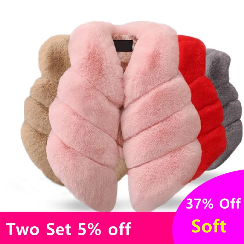

Kids Girls Artificial Fur Vests Coats kids Warm Waistcoat Vest Children Sleeveless Jacket Outerwear Clothing Autumn and Winter