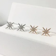 925 серебряные и розовые золотые серьги-гвоздики восьмиугольная звезда с кристаллом циркония дизайнерские для женщин Роскошные модные