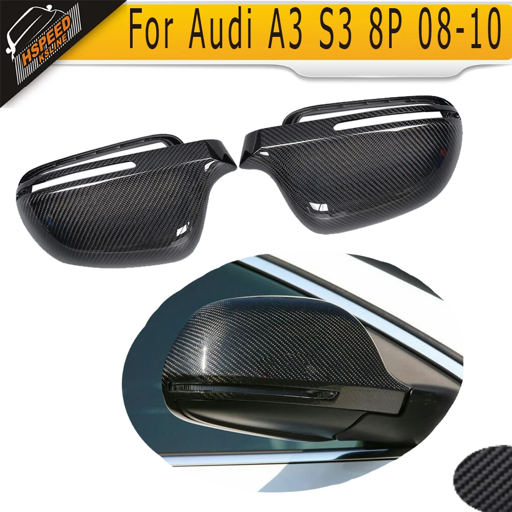 Carbon Fiber Car Side Mirror Covers Caps For Audi A3 S3 8P A4 B8 S4 RS4 08-10 A5 S5 8T 07-09 without side assist
