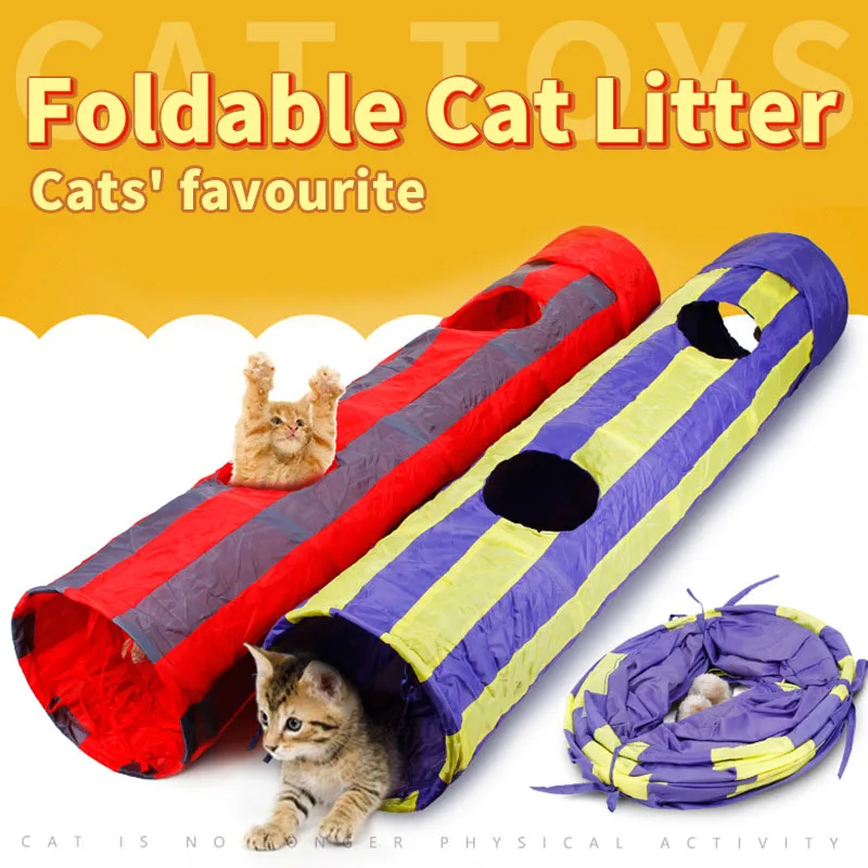 Drop Shipping Funny Pet Cat Tunnels Toy Foldable 2 Holes Kitten Toys