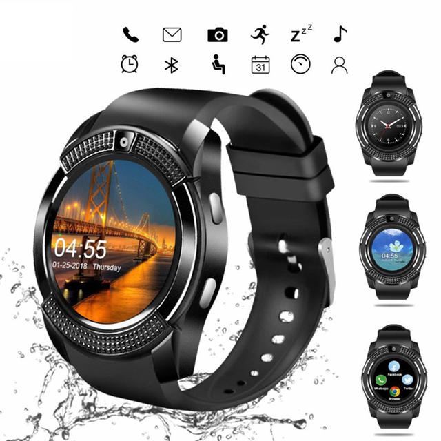 Sport Men Smart Watch v8 sim card android camera rounded Answer Call Dial Call Smartwatch Heart Rate Fitness Tracker